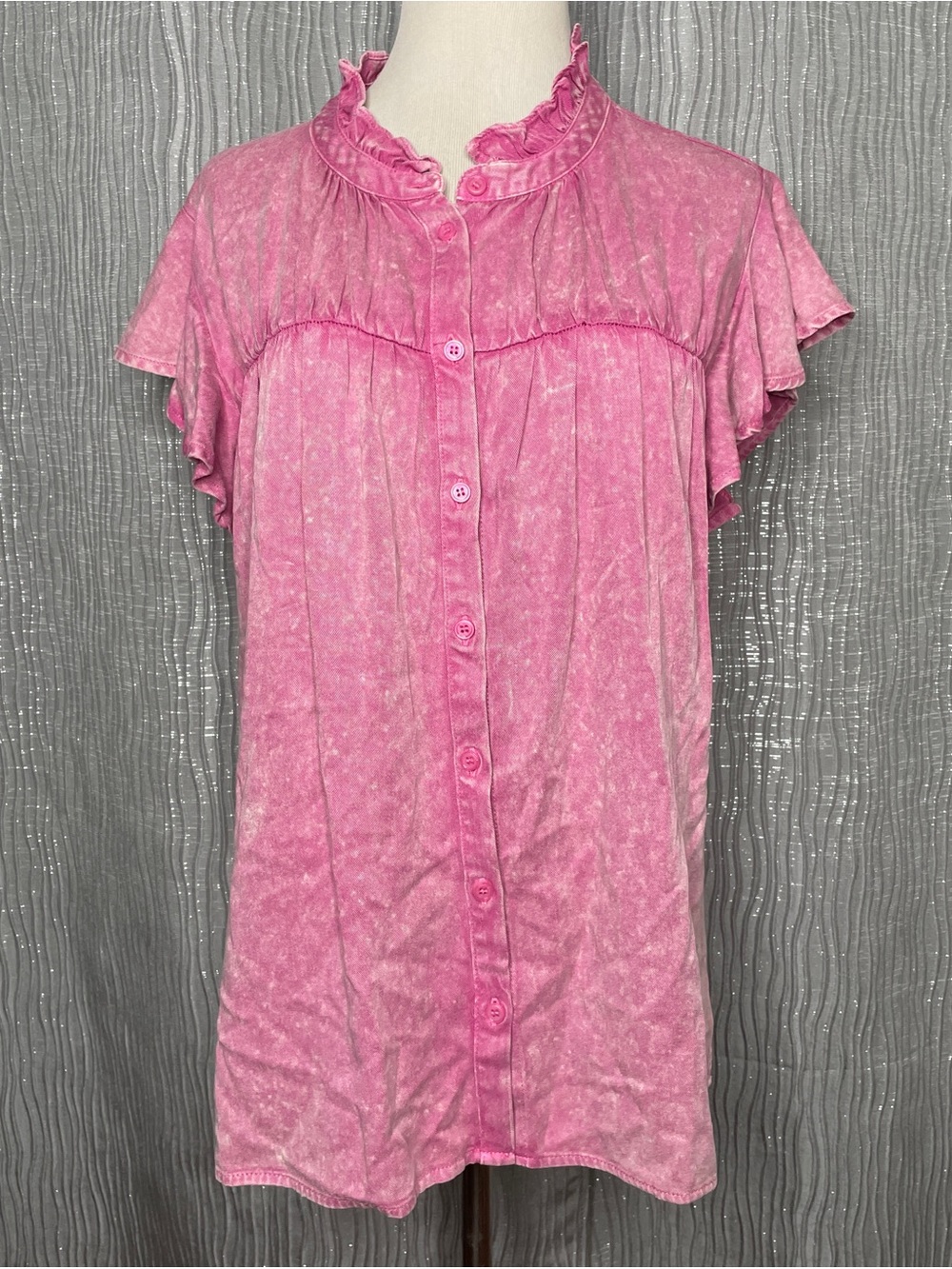JODIFL Pink Wash Chambray Button Front Shirt